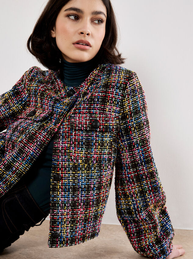 Multicoloured Tweed Jacket, Black, large