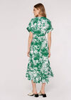 Leaf Print Midi Dress, Green, large
