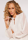 Chiffon Dobby Tiered Blouse, White, large