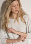Metallic Ribbed Knit Jumper, White, large