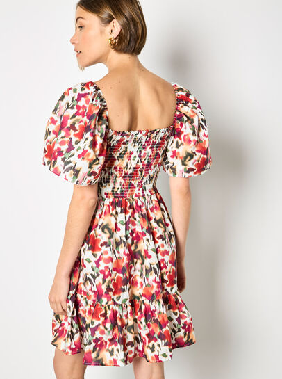 Pure Cotton Blurred Ikat Mini Dress