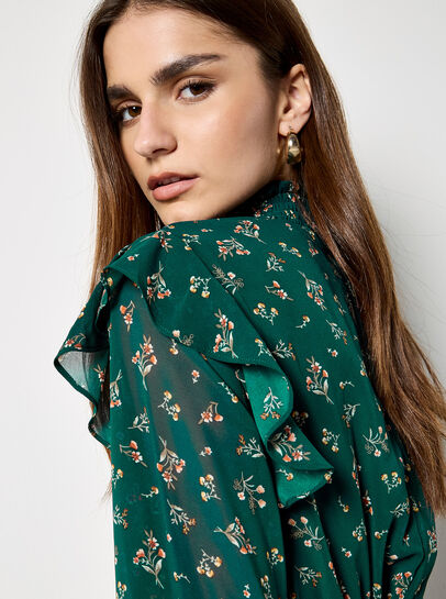 Ditsy Floral Chiffon Tiered Mini Dress