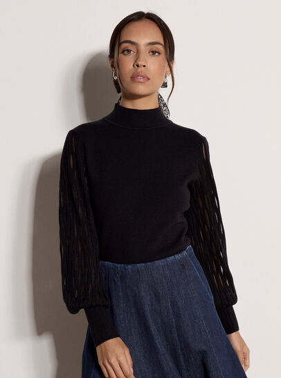 Plait Mesh Sleeve Jumper