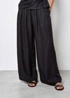Textured Twill Wide-Leg Trousers, Black, large