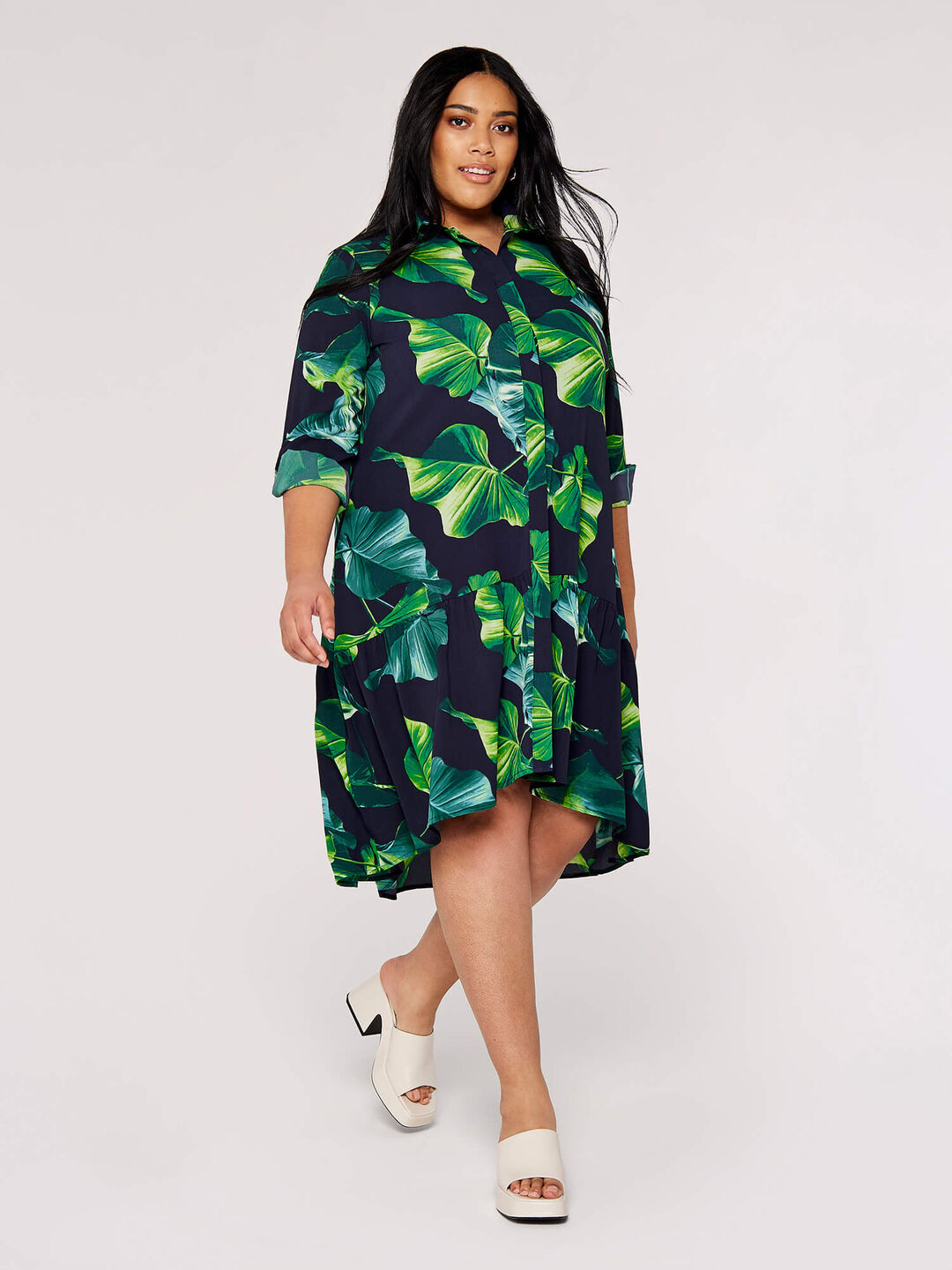 Curve Leaf Shirt Mini Dress