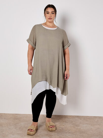 Slub Shimmer Tunic Mini Dress