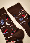 Après Print Cotton Socks, Brown, large