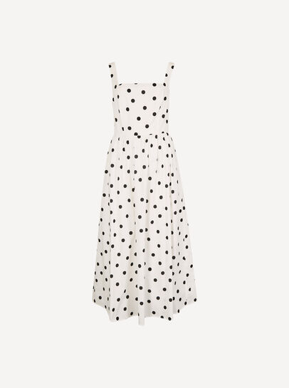 Polka Dot Smocked Midi Dress