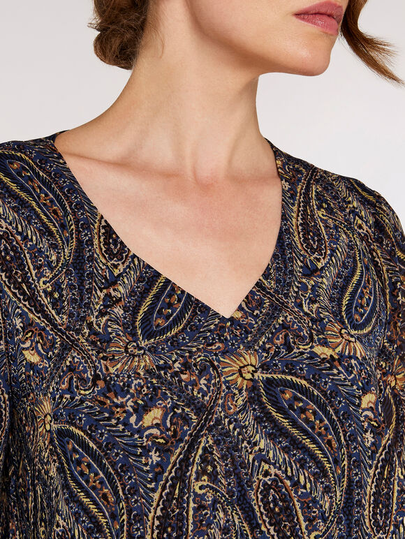 Ornate Paisley Top, Navy, large