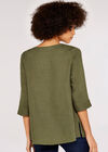 Triple Button Asymmetric Top, Khaki, large