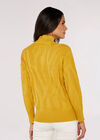 Jacquard Mock Neck Jumper, Mustard, large