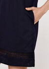 V-Neck Lace  Dress, Navy, large