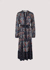 Paisley Mix-Match Midi Dress, Navy, large