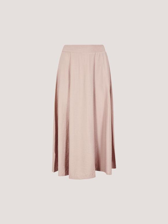 Pleated A-Line Midi Skirt, Stone, large