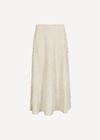 Embroidered Floral Linen Blend Midaxi Skirt, Stone, large