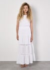 Tiered Crochet Insert Maxi Skirt, White, large