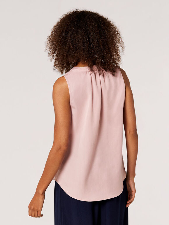 Zip Detail Sleeveless Blouse, Pink, large