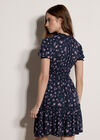 Floral Print Smocked Mini Dress, Navy, large