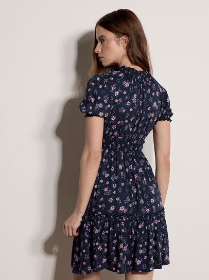 Floral Print Smocked Mini Dress