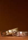 Thin Leather Gold Buckle Belt, Gold, large