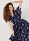 Botanical Floral Smocked Midi Dress, Navy, large