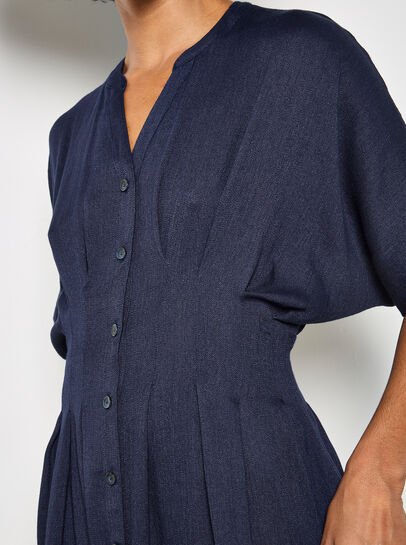 Pleated Shirt Midi Dress