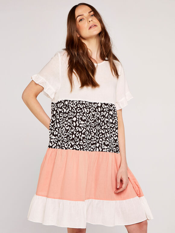 Multi Animal Block Dress, Pink, large