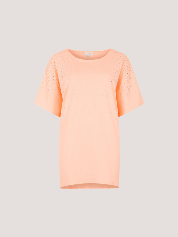 Sparkle Stud Oversized T-Shirt, Peach, large