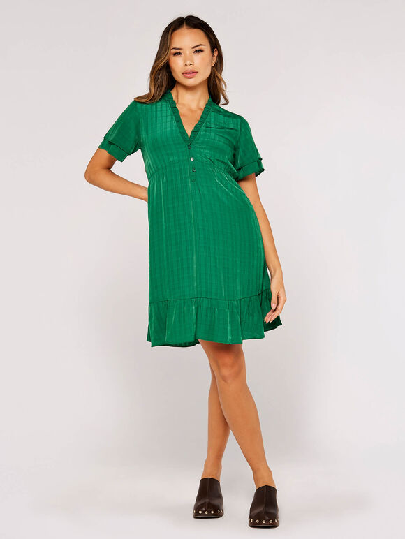 Self Check Mini Dress, Green, large