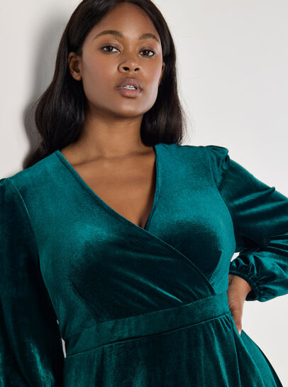 Curve Velvet Wrap Midi Dress