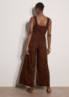 Kaleidoscope Shirred Wide-Leg Jumpsuit, Brown, large