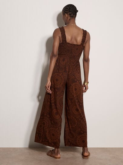 Kaleidoscope Shirred Wide-Leg Jumpsuit