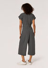 Oval Print Wrap Culotte Jumpsuit, Black, large