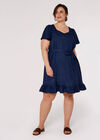 Curve Lightweight Denim Mini Dress, Navy, large