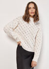 Pointelle Teardrop Chunky Knit Jumper, Cream, large