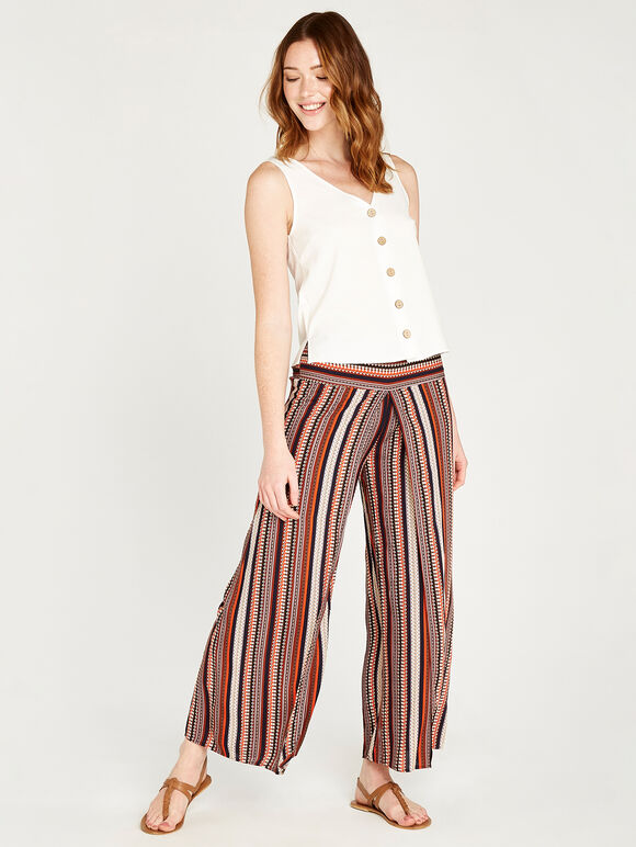 Tribal Wrap Palazzo Trousers, Navy, large