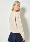 Cable Knit Button-Down Cardigan, Stone, large