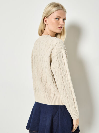 Cable Knit Button-Down Cardigan