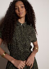 Animal Spot Print Shirt Midi Dress, Khaki, large