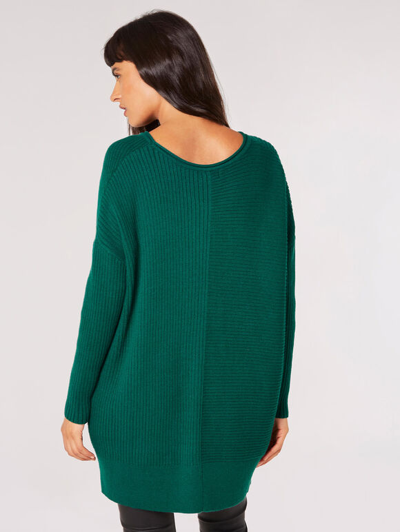 Oversized Ribbed Jumper, Green, large