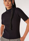 Ribbed Knit Top, Black, large