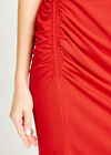 Ponti Ruched Bodycon Dress, Red, large