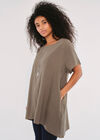 Slub Cotton High Low Tunic, Khaki, large