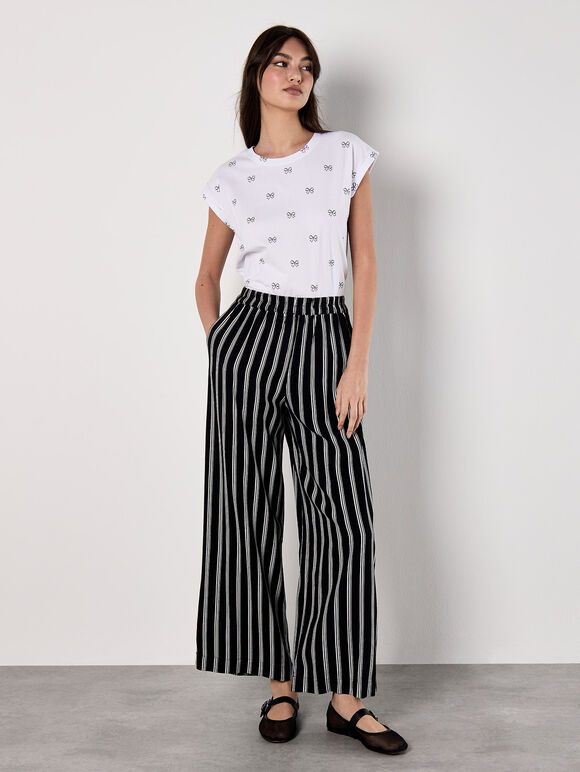 Bow Print T-Shirt, Black, large
