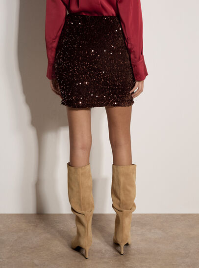 Velvet Sequin Bodycon Mini Skirt