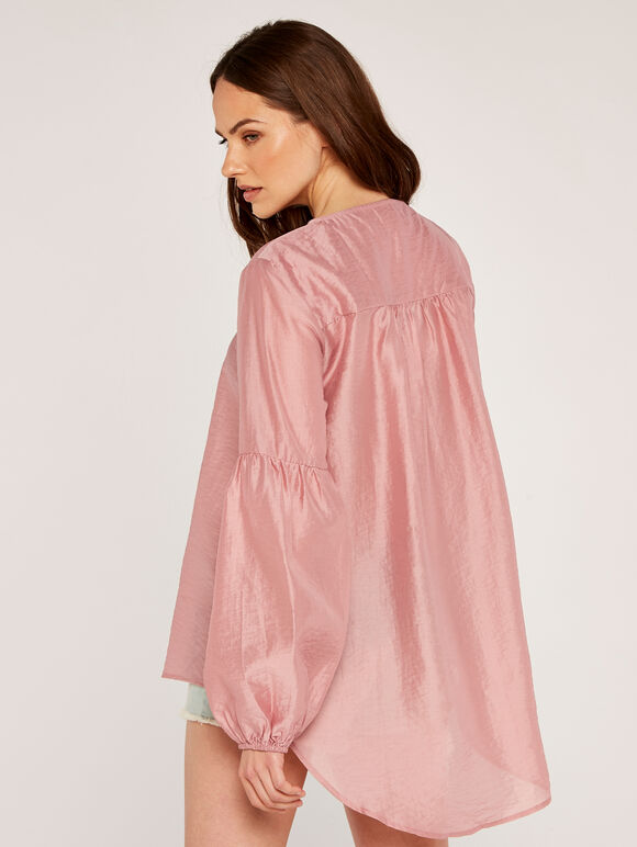 Satin Top with Bead Detail, Pink, large