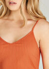Ribbed Side Split Midi Dress, Orange, large