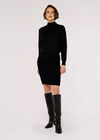Ribbed Skirt Mini Dress, Black, large