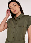 Utility Shirt Midi Dress , Khaki, large