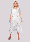 Curve Floral Butterfly Layer Dress, Cream, large